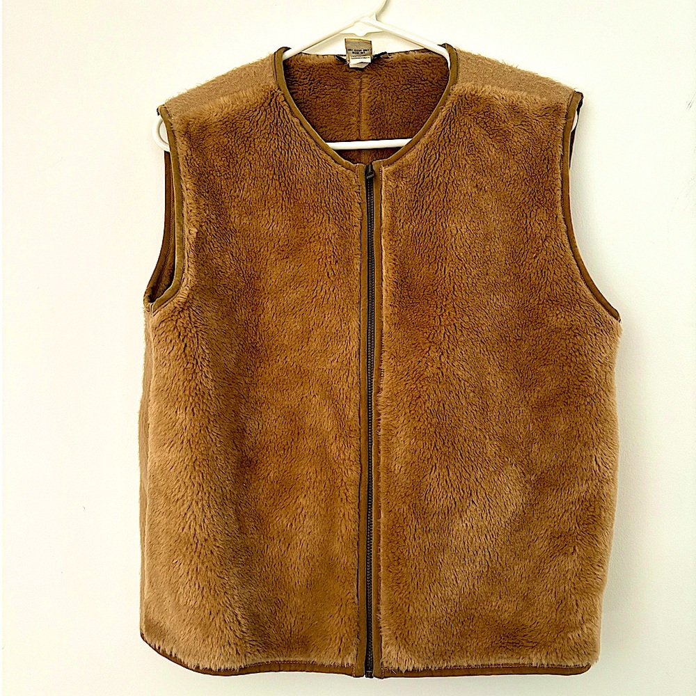 Banana Republic Brown Faux Shearling Zip Front Vest